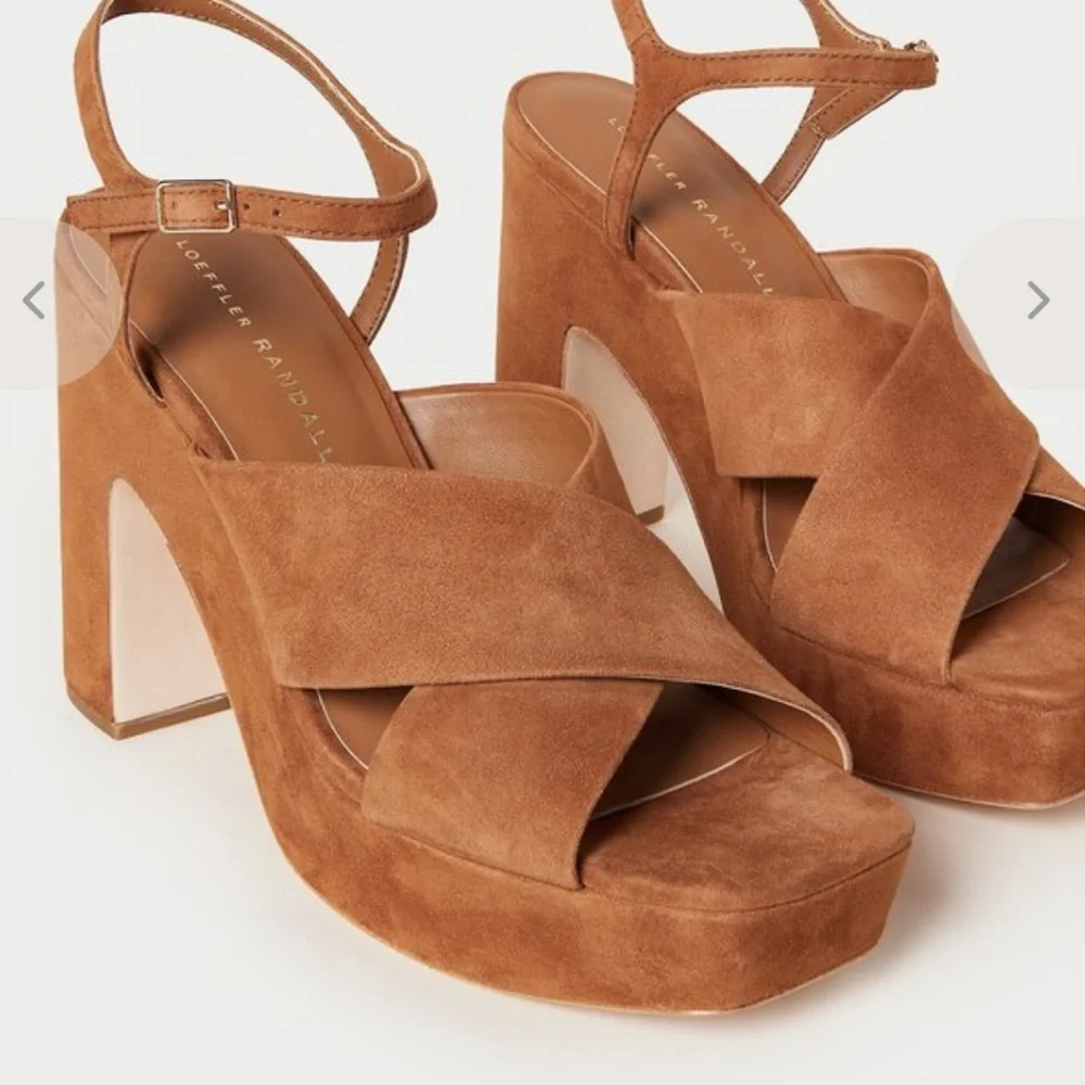 Loeffler Randall Brown Suede Platform Sandals with Ankle Strap - Picture 2 of 6